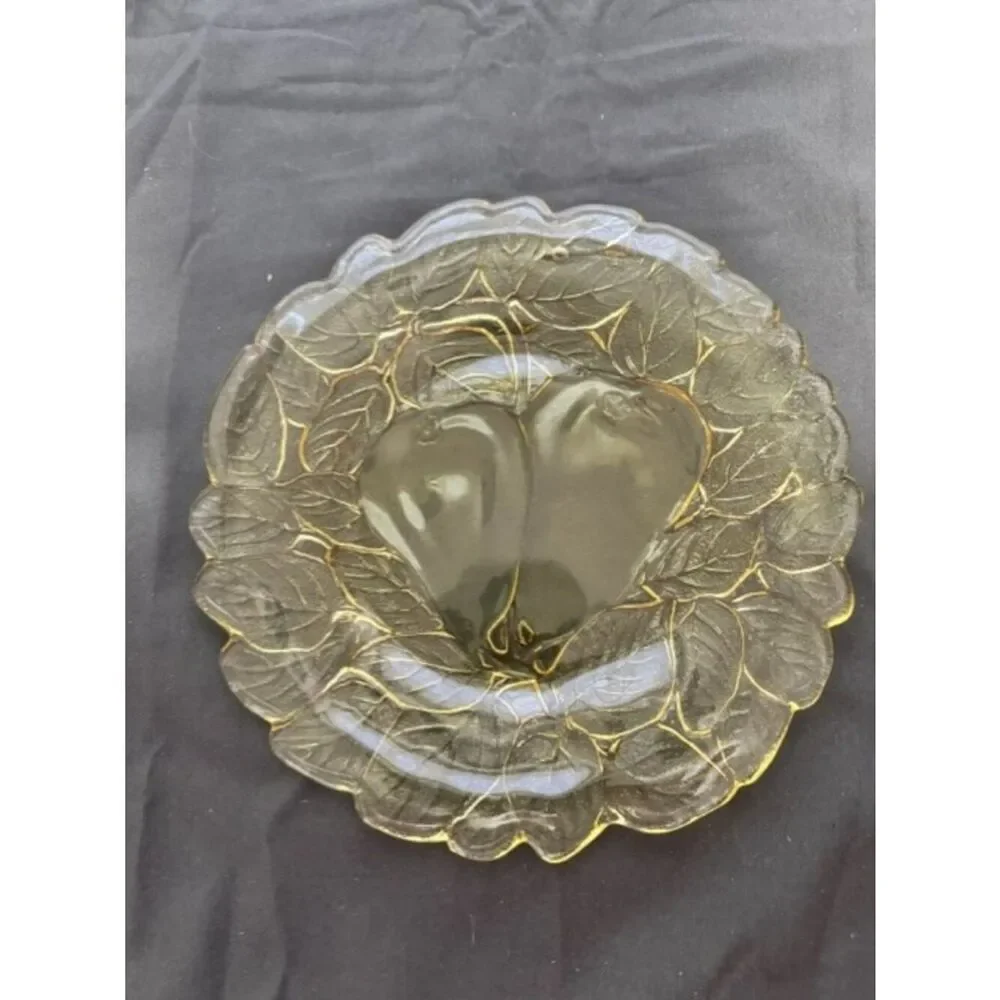 Vintage Indian Glass Tiara Sweet Pear Amber 8